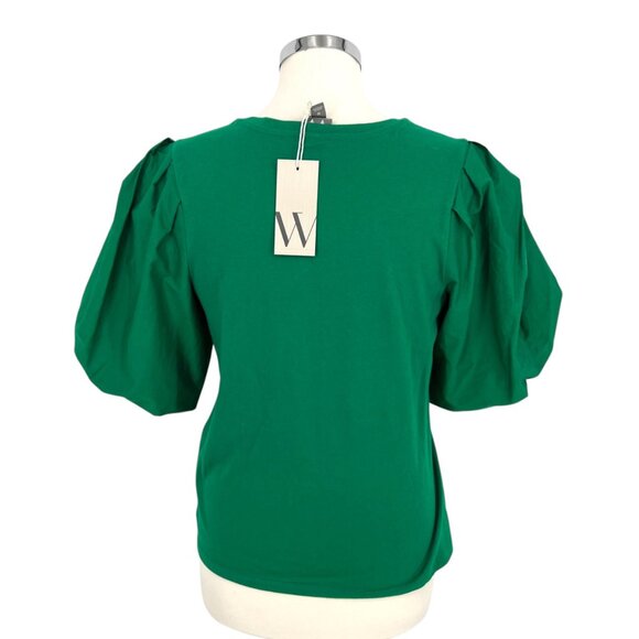 Worthington Puff Sleeve Knit Top Luxury Green Size Medium NWT - Picture 7 of 12